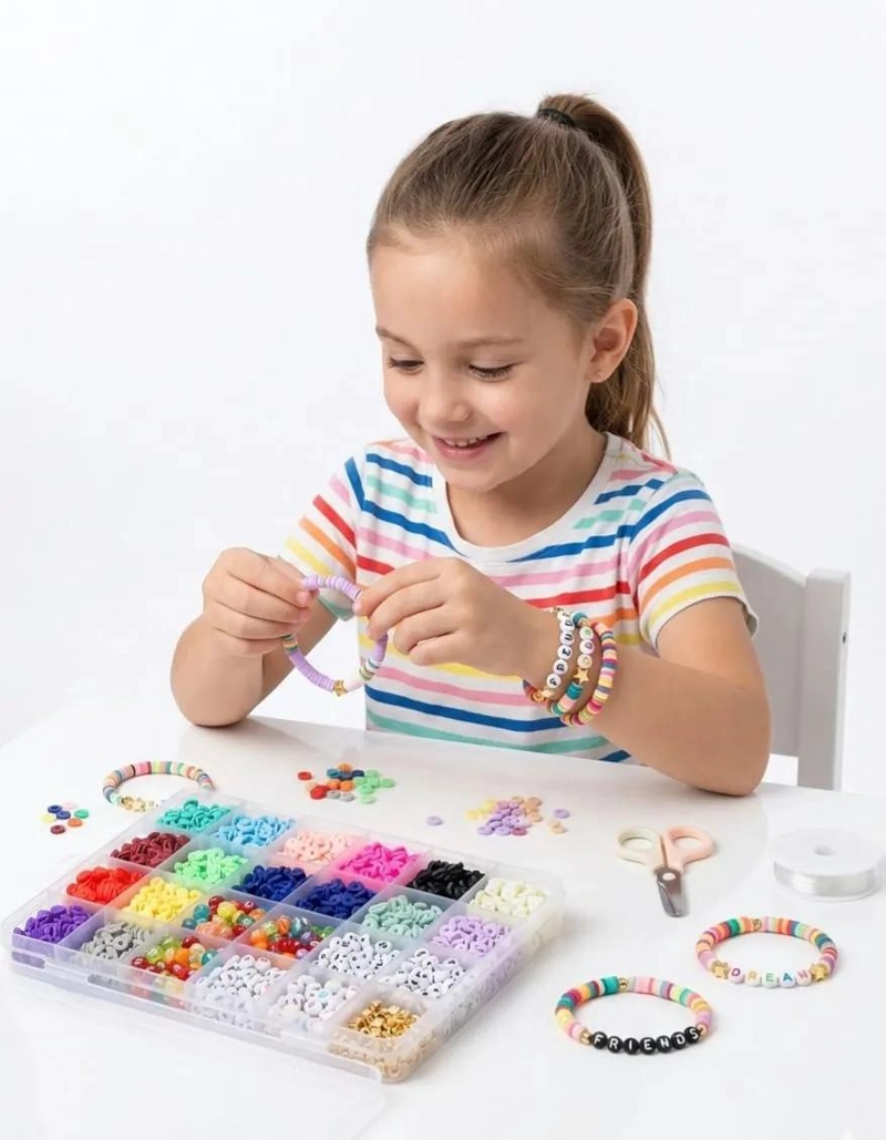 SET DE PULSERAS COLORIDAS PARA NIÑOS CON ESTUCHE DE CUENTAS - 3