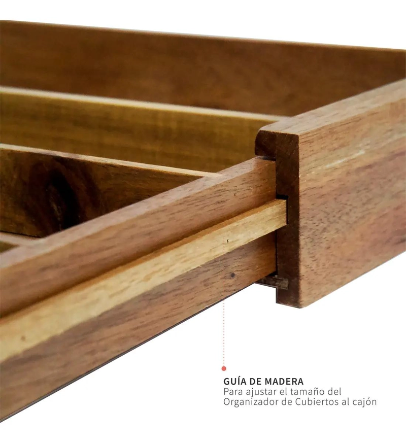 ORGANIZADOR DE CUBIERTOS EXPANDIBLE DE MADERA DE ACACIA PARA CAJONES - 3
