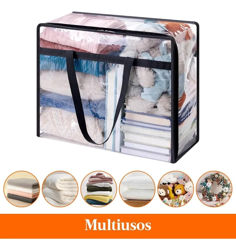 JUEGO DE 4 BOLSAS TRANSPARENTES CON ASAS PARA GUARDAR ROPA DE 40 LITROS - 4