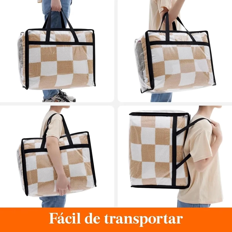 JUEGO DE 4 BOLSAS TRANSPARENTES CON ASAS PARA GUARDAR ROPA DE 40 LITROS - 5