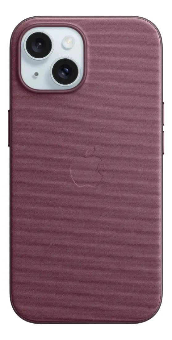 FUNDA TRENZADA FINA PARA IPHONE 15 COLOR ROJO MORA COMPATIBLE CON MAGSAFE - 2
