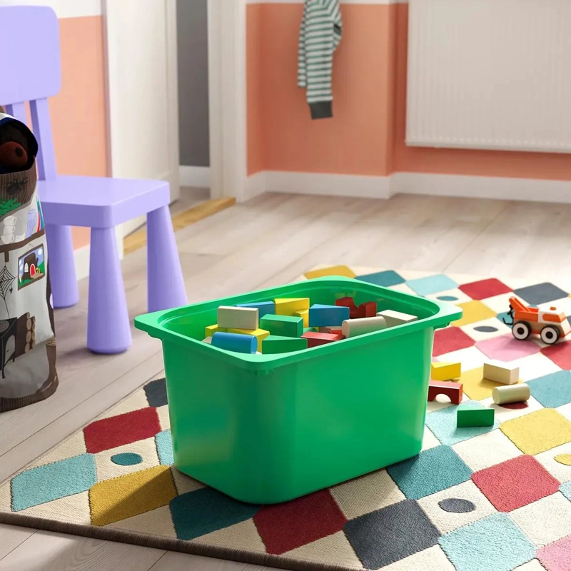 CAJA ORGANIZADORA APILABLE BLANCA CON TAPA VERDE PARA ALMACENAMIENTO - 2