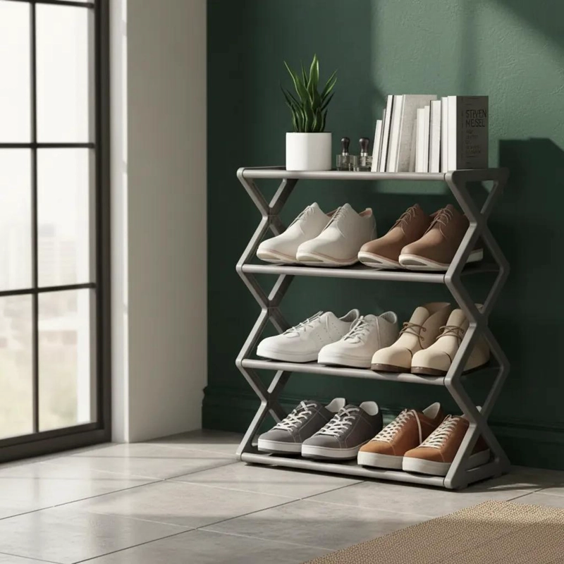 ORGANIZADOR DE ZAPATOS DE 4 PISOS PARA 12 PARES CON DISEÑO RESISTENTE - 1