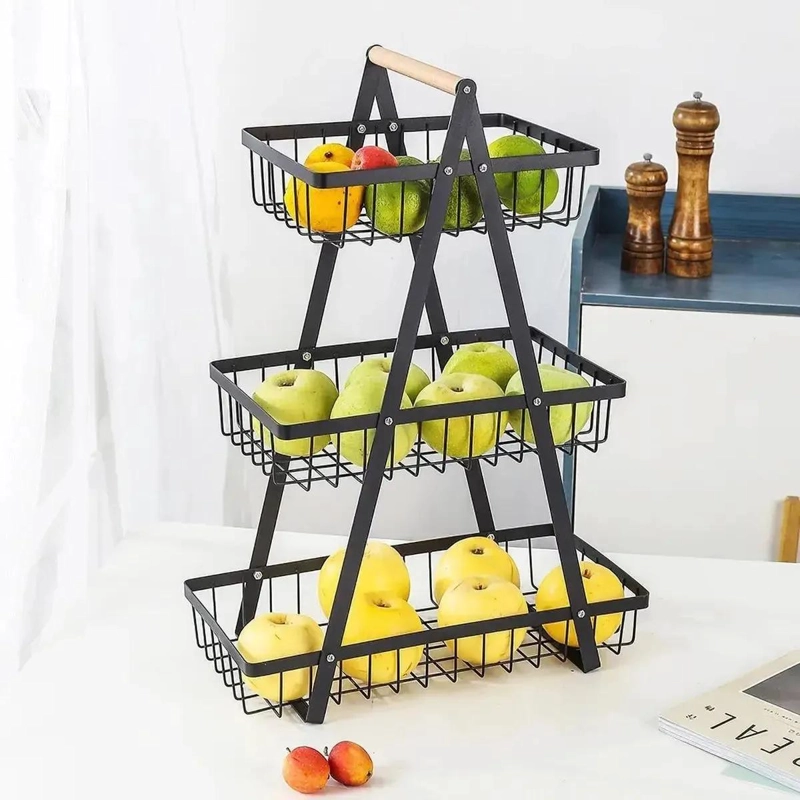 ORGANIZADOR MULTIUSO DE 3 NIVELES PARA FRUTAS Y VEGETALES EN NEGRO - 2