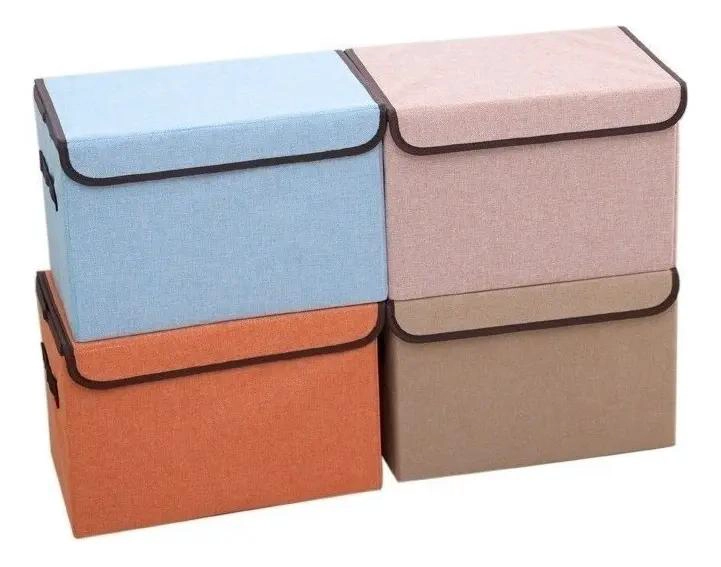 CAJA ORGANIZADORA PLEGABLE DE TELA CON TAPA EN COLORES VARIADOS - 1