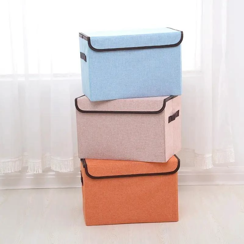 CAJA ORGANIZADORA PLEGABLE DE TELA CON TAPA EN COLORES VARIADOS - 2