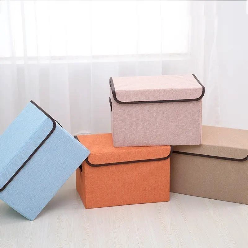 CAJA ORGANIZADORA PLEGABLE DE TELA CON TAPA EN COLORES VARIADOS - 3