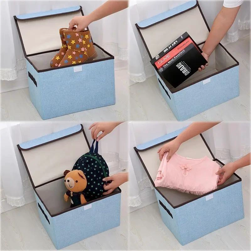 CAJA ORGANIZADORA PLEGABLE DE TELA CON TAPA EN COLORES VARIADOS - 4
