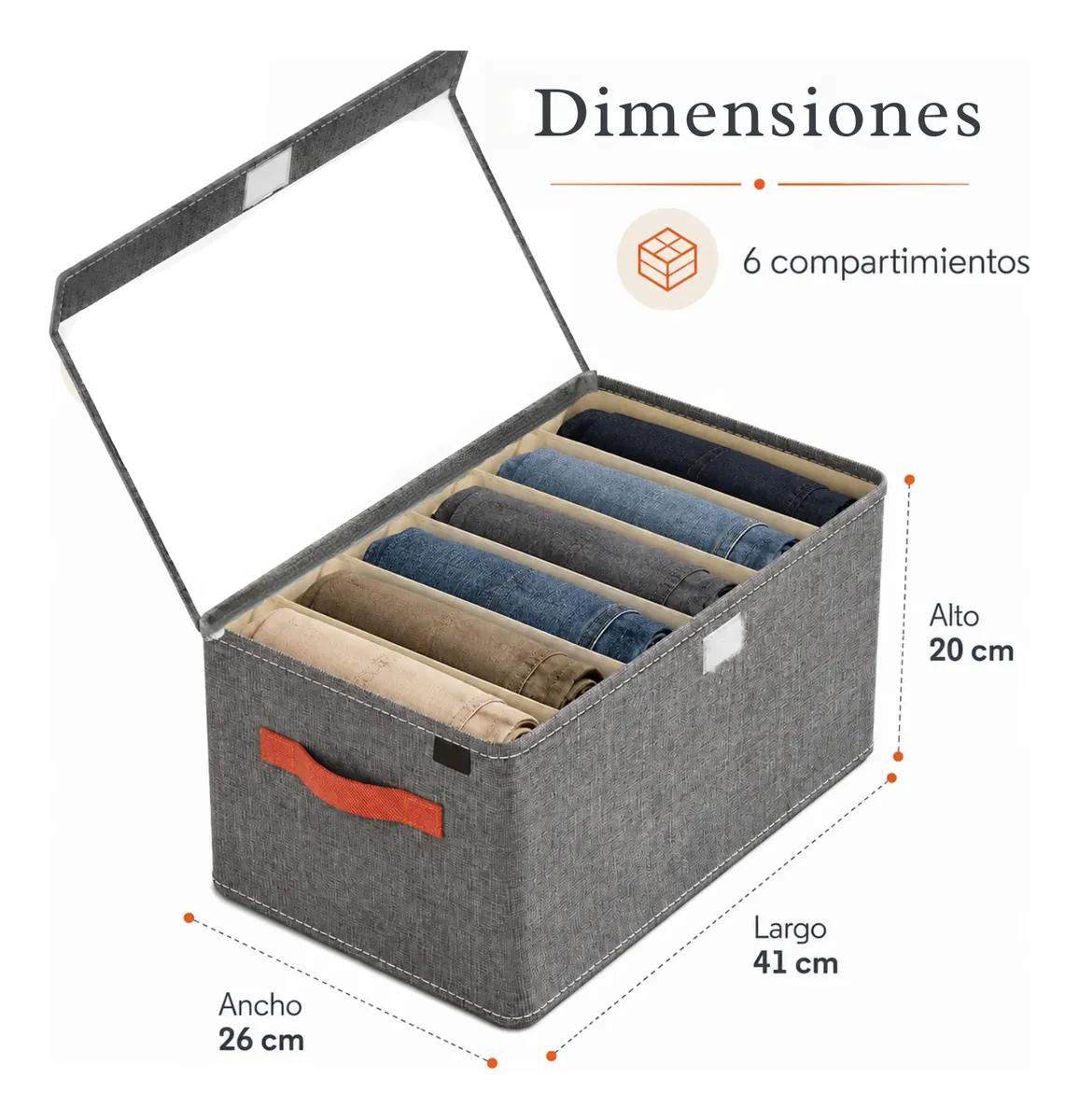 SET DE 2 CAJAS ORGANIZADORAS PLEGABLES PARA PANTALONES Y JEANS CON TAPA Y ASAS - 2