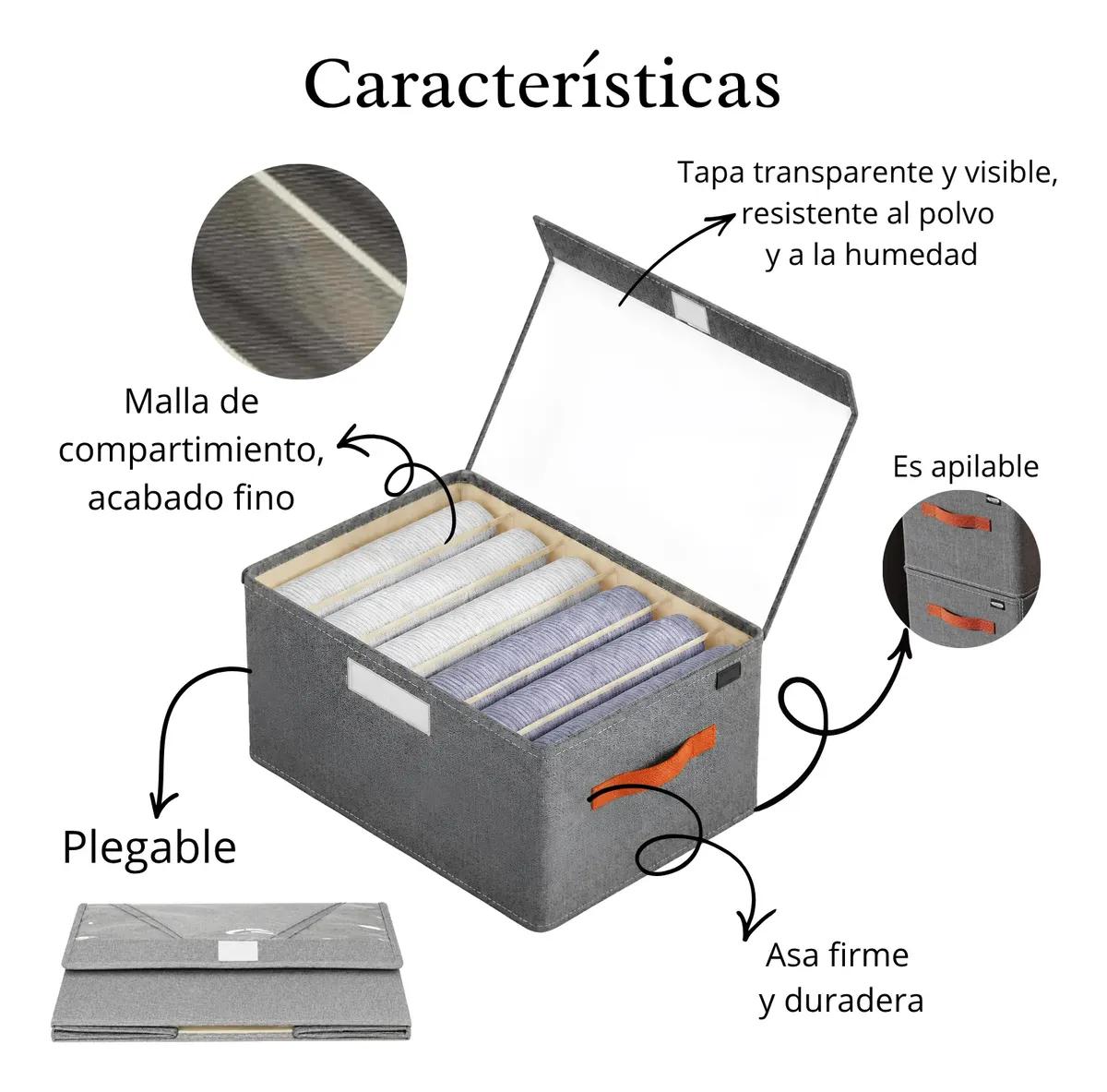SET DE 2 CAJAS ORGANIZADORAS PLEGABLES PARA PANTALONES Y JEANS CON TAPA Y ASAS - 4