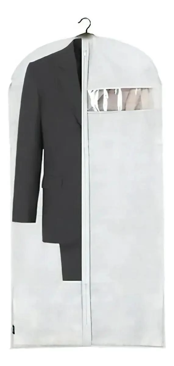 FUNDA PROTECTORA PARA TRAJES Y ROPA DE 60 X 137 CM COLOR BLANCO - 1