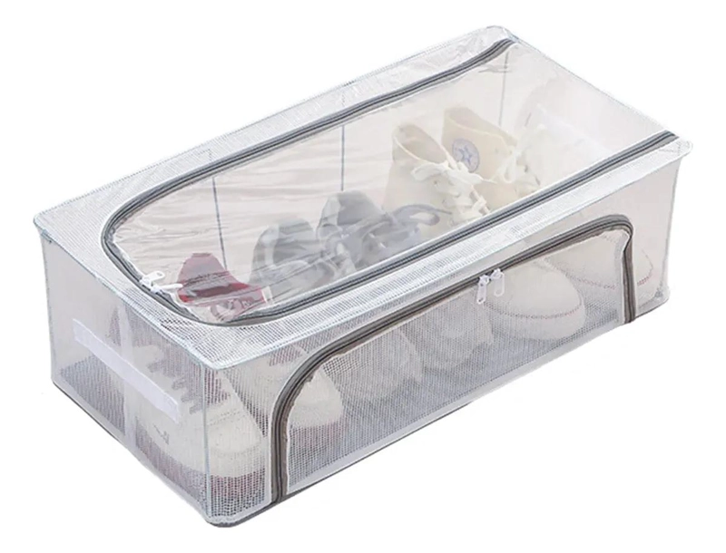 CAJA ORGANIZADORA PLEGABLE PARA ZAPATOS CON DOS PUERTAS GRANDE COLOR BLANCO - 1