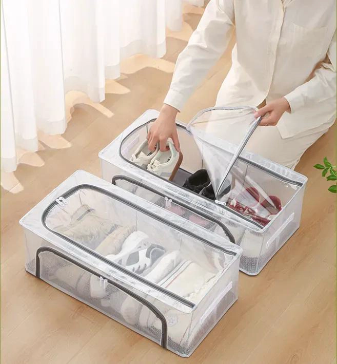 CAJA ORGANIZADORA PLEGABLE PARA ZAPATOS CON DOS PUERTAS GRANDE COLOR BLANCO - 2