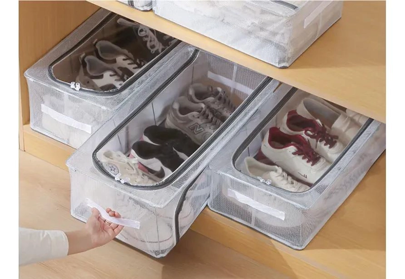CAJA ORGANIZADORA PLEGABLE PARA ZAPATOS CON DOS PUERTAS GRANDE COLOR BLANCO - 5