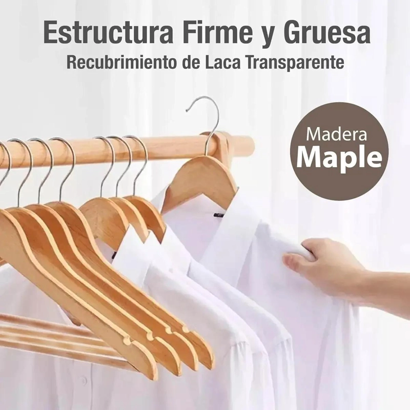 SET DE 20 COLGADORES DE MADERA ANTIDESLIZANTES PARA ROPA - 4