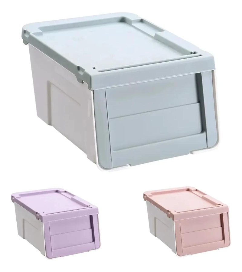 CAJA ORGANIZADORA APILABLE CON TAPA FRONTAL ABATIBLE EN TRES COLORES - 1