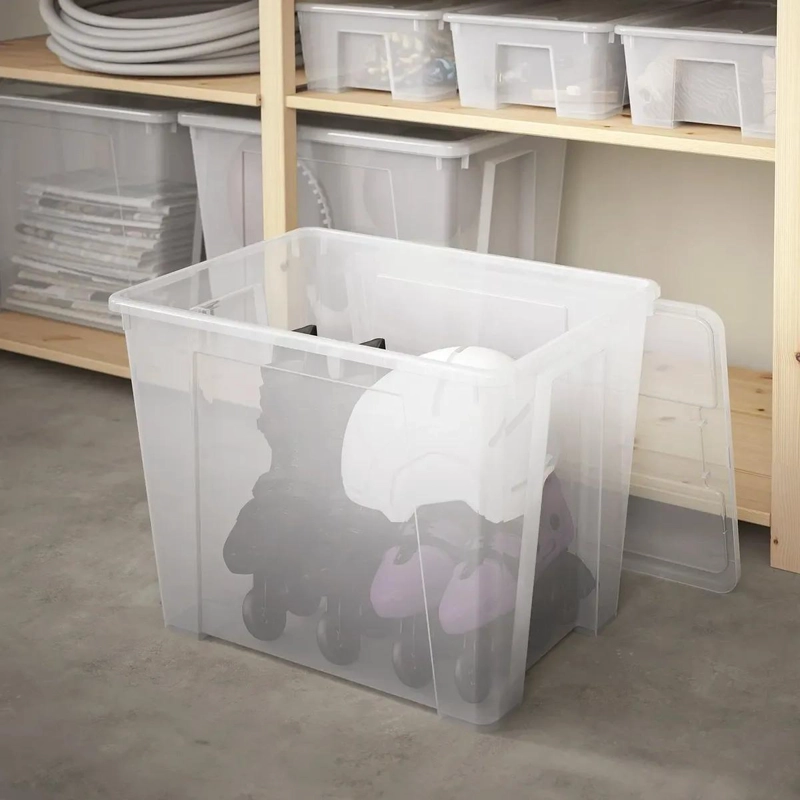 CAJA ORGANIZADORA TRANSPARENTE APILABLE CON CAPACIDAD DE 65 LITROS - 2