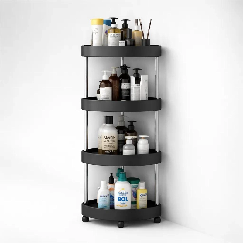 ESTANTE ESQUINERO DE 4 NIVELES CON RUEDAS PARA BAÑO Y COCINA - 1