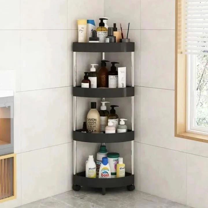 ESTANTE ESQUINERO DE 4 NIVELES CON RUEDAS PARA BAÑO Y COCINA - 2