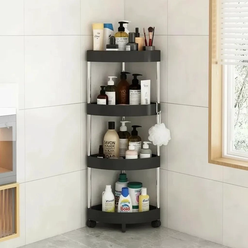 ESTANTE ESQUINERO DE 4 NIVELES CON RUEDAS PARA BAÑO Y COCINA - 3