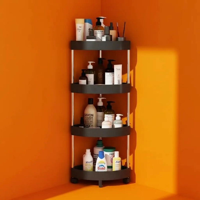 ESTANTE ESQUINERO DE 4 NIVELES CON RUEDAS PARA BAÑO Y COCINA - 5