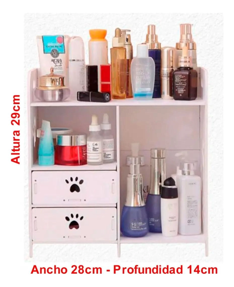 ESTANTE ORGANIZADOR BLANCO CON CAJONES Y DISEÑO HUELLA 29 CM - 4