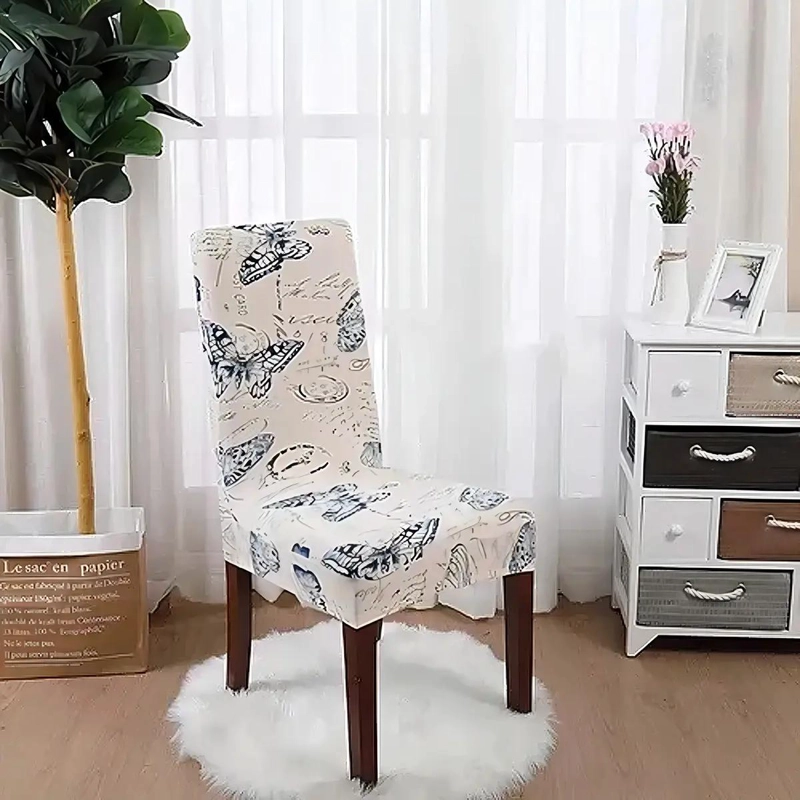 SET DE 6 FUNDAS PARA SILLA DE COMEDOR EN SPANDEX CON DISEÑO FLORAL - 1