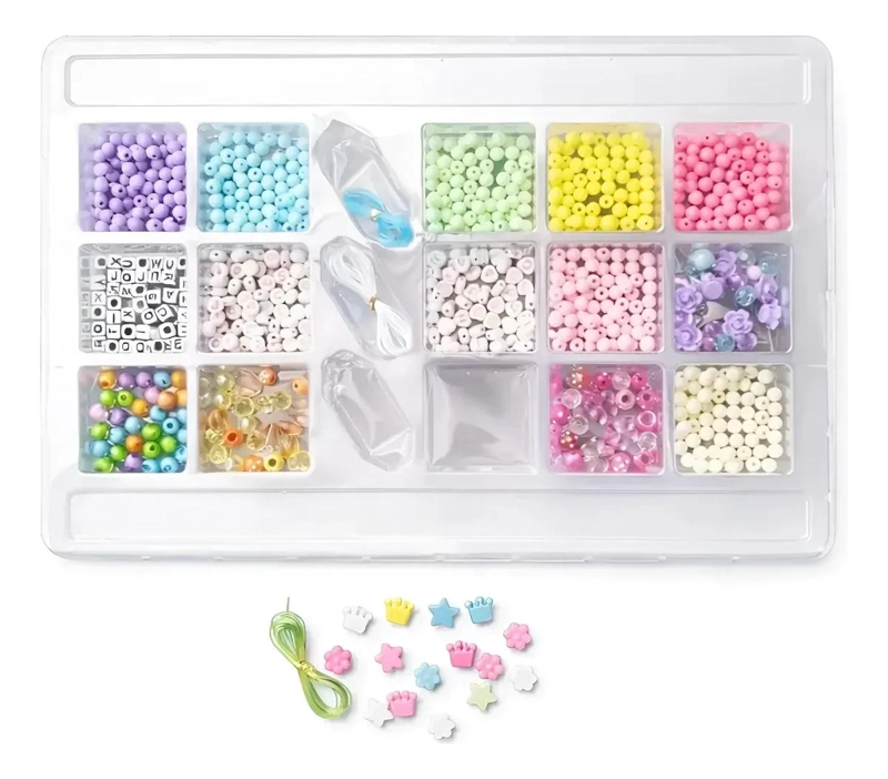 SET COMPLETO DE BISUTERIA PARA NIÑAS CON CUENTAS Y HILOS PARA PULSERAS - 3