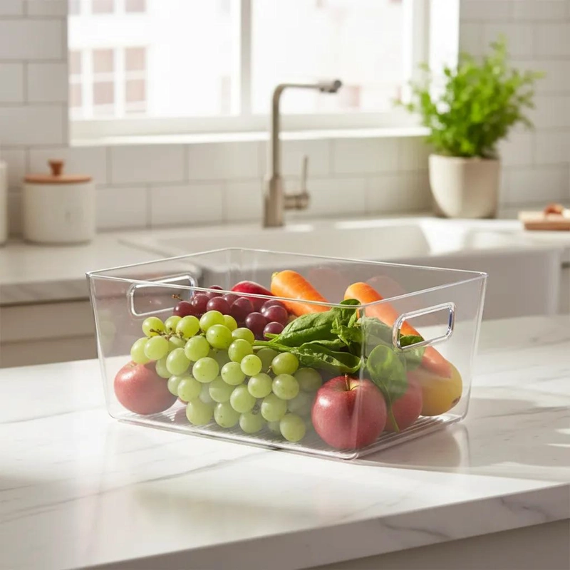 CAJA ORGANIZADORA TRANSPARENTE APILABLE PARA REFRIGERADOR 29 CM - 2