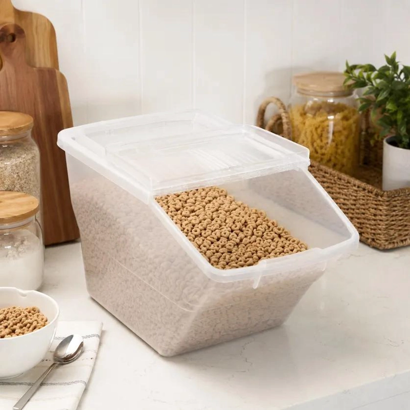 CAJA ORGANIZADORA PLASTICA APILABLE CON CAPACIDAD DE 24 LITROS TRANSPARENTE - 3