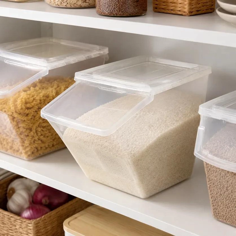 CAJA ORGANIZADORA PLASTICA APILABLE CON CAPACIDAD DE 24 LITROS TRANSPARENTE - 4