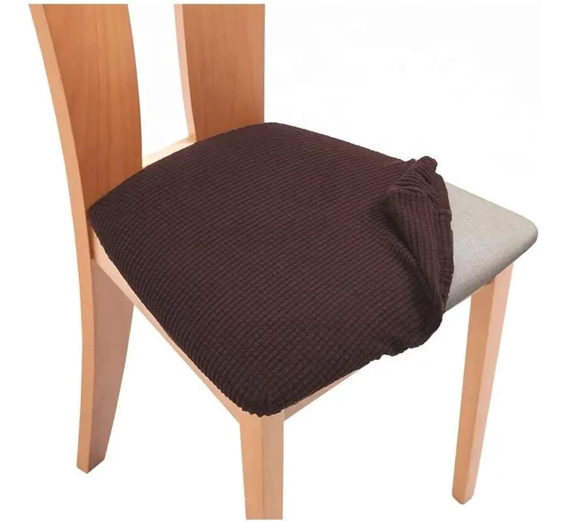 SET DE 6 FUNDAS PARA ASIENTOS DE SILLA DE COMEDOR EN COLOR CAFE - 1