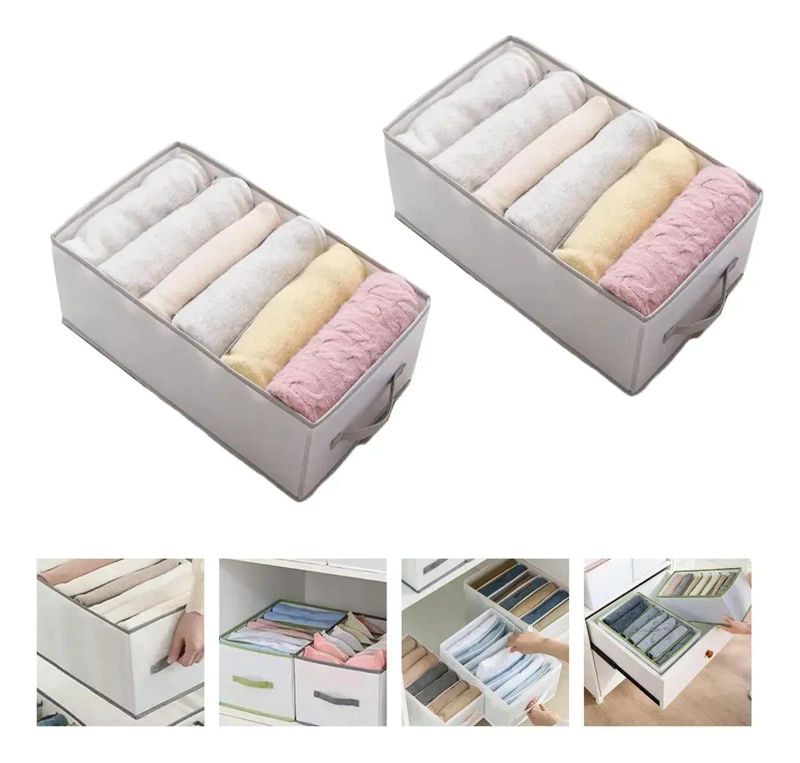 SET DE 2 CAJAS ORGANIZADORAS PARA ROPA Y CLOSET CON DISEÑO PRACTICO - 1