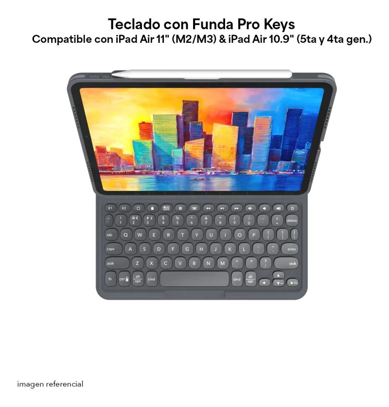 TECLADO CON FUNDA PARA IPAD AIR 11 PULGADAS COMPATIBLE CON M2 Y M3 EN ESPAÑOL - 2