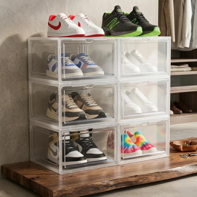 CAJA ORGANIZADORA IMANTADA PARA ZAPATOS CON 6 COMPARTIMENTOS APILABLES - 1