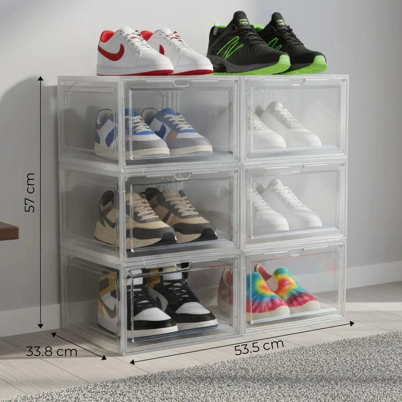 CAJA ORGANIZADORA IMANTADA PARA ZAPATOS CON 6 COMPARTIMENTOS APILABLES - 2