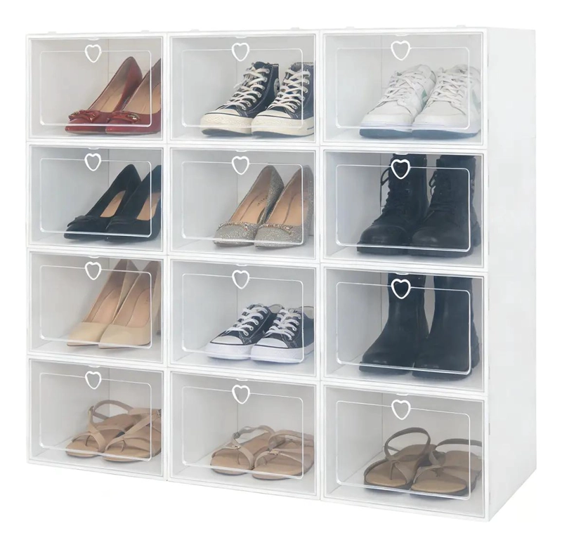 CAJA ORGANIZADORA PLEGABLE PARA ZAPATOS DE PLASTICO 12 UNIDADES - 1
