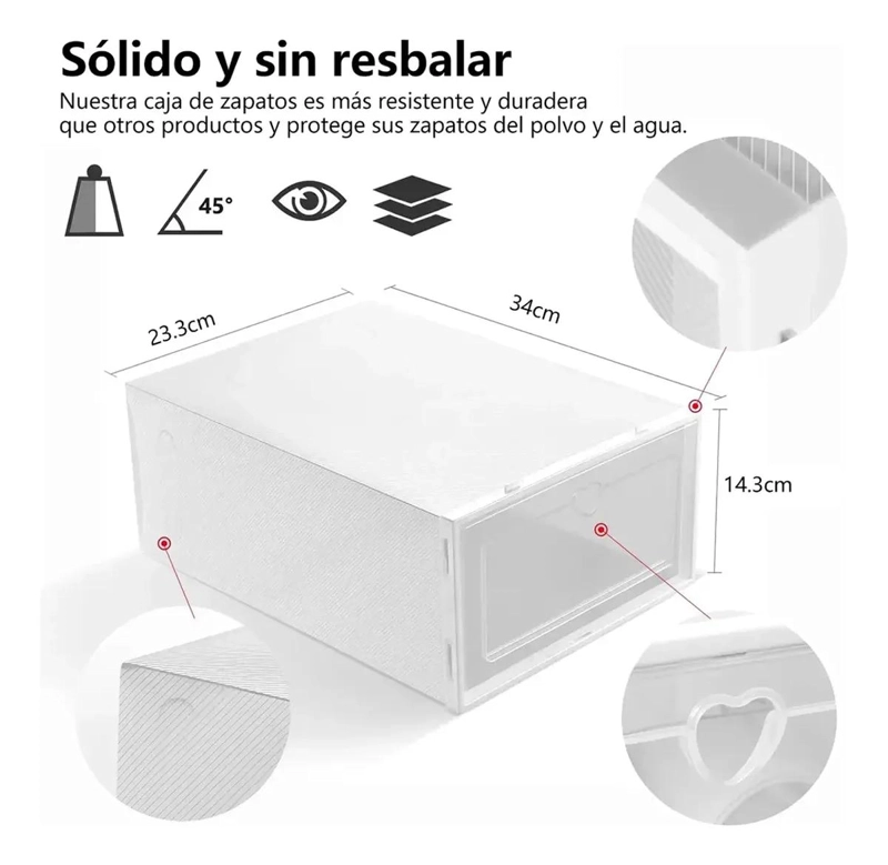 CAJA ORGANIZADORA PLEGABLE PARA ZAPATOS DE PLASTICO 12 UNIDADES - 2