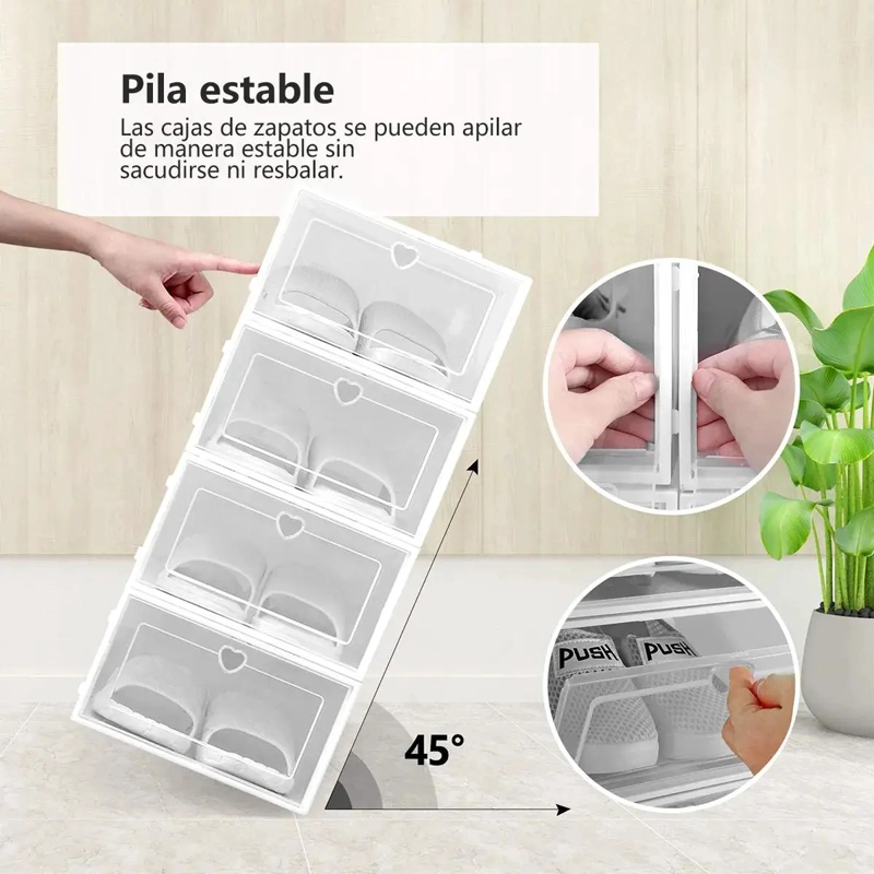 CAJA ORGANIZADORA PLEGABLE PARA ZAPATOS DE PLASTICO 12 UNIDADES - 4