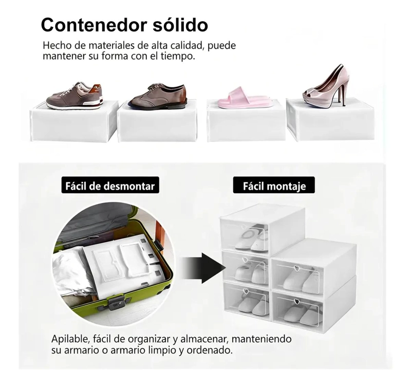 CAJA ORGANIZADORA PLEGABLE PARA ZAPATOS DE PLASTICO 12 UNIDADES - 5