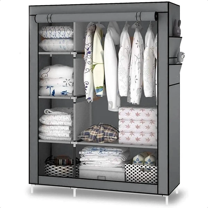 GUARDA ROPA ARMABLE GRANDE CON ORGANIZADORES EN COLOR GRIS - 1