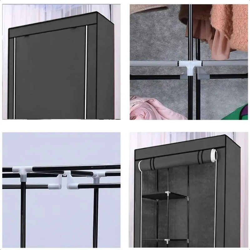 GUARDA ROPA ARMABLE GRANDE CON ORGANIZADORES EN COLOR GRIS - 4