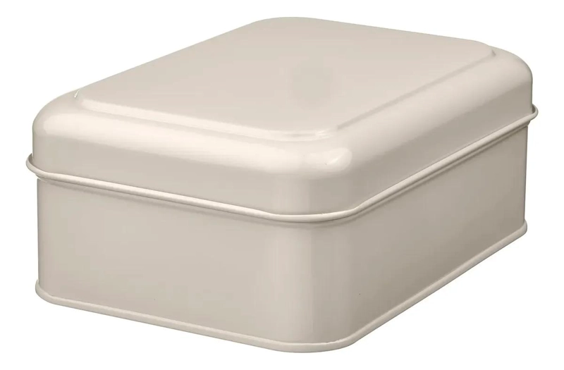 CAJA ORGANIZADORA DE METAL CON TAPA BEIGE 22X16X8 CM - 1
