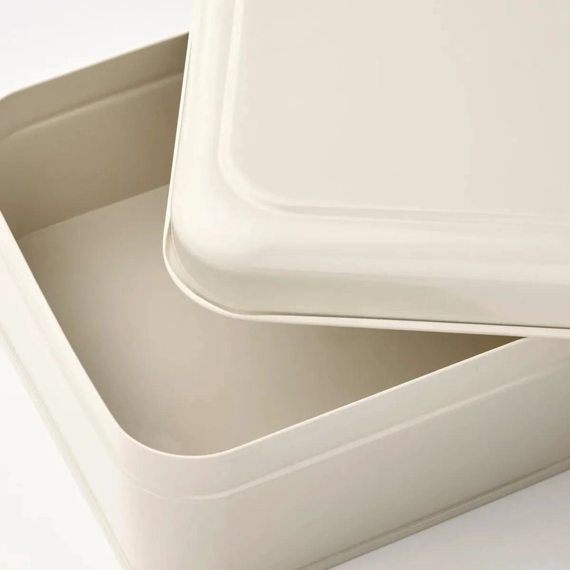 CAJA ORGANIZADORA DE METAL CON TAPA BEIGE 22X16X8 CM - 3