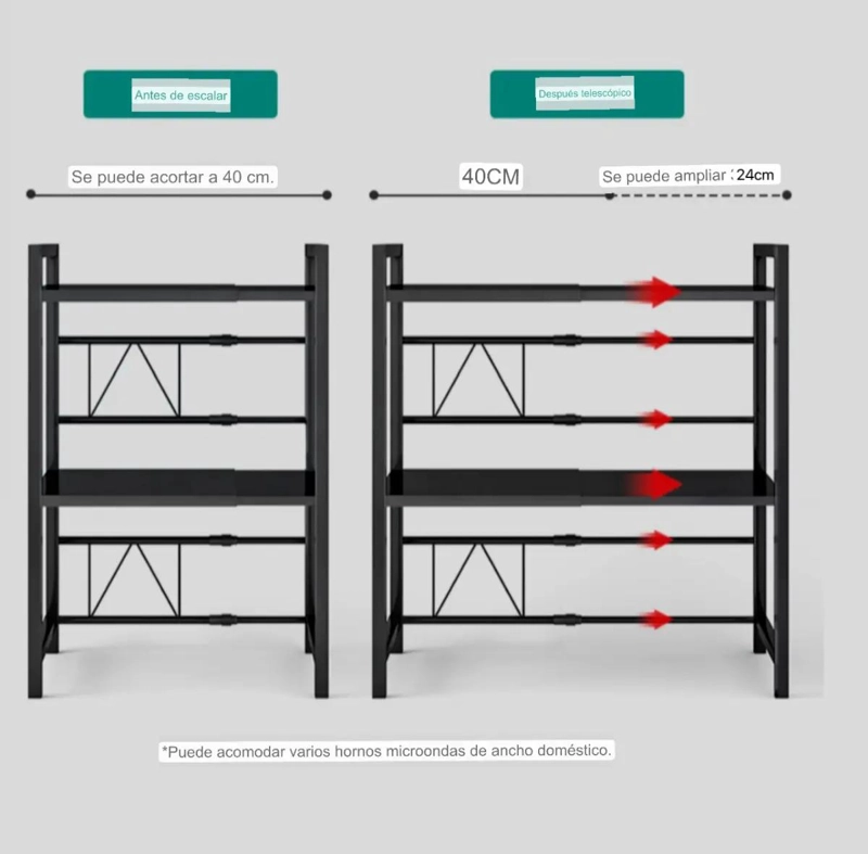 ESTANTE REPISA EXTENSIBLE PARA HORNO MICROONDAS Y ORGANIZADOR DE COCINA - 2