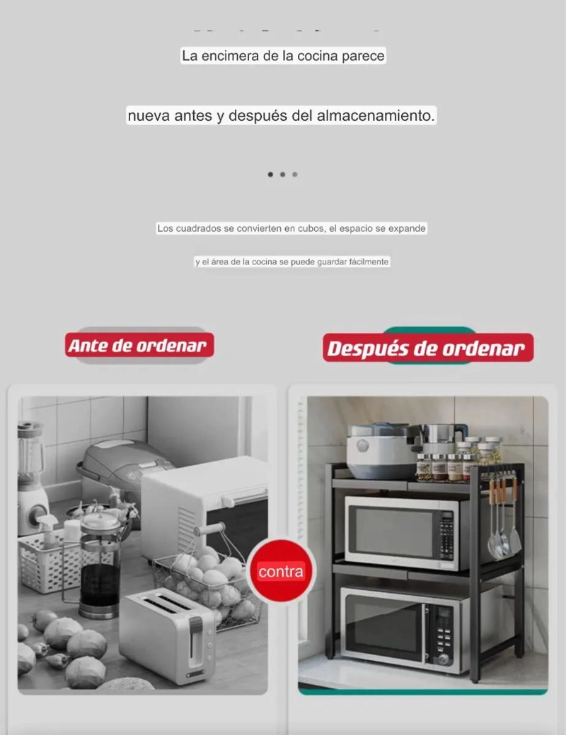 ESTANTE REPISA EXTENSIBLE PARA HORNO MICROONDAS Y ORGANIZADOR DE COCINA - 4