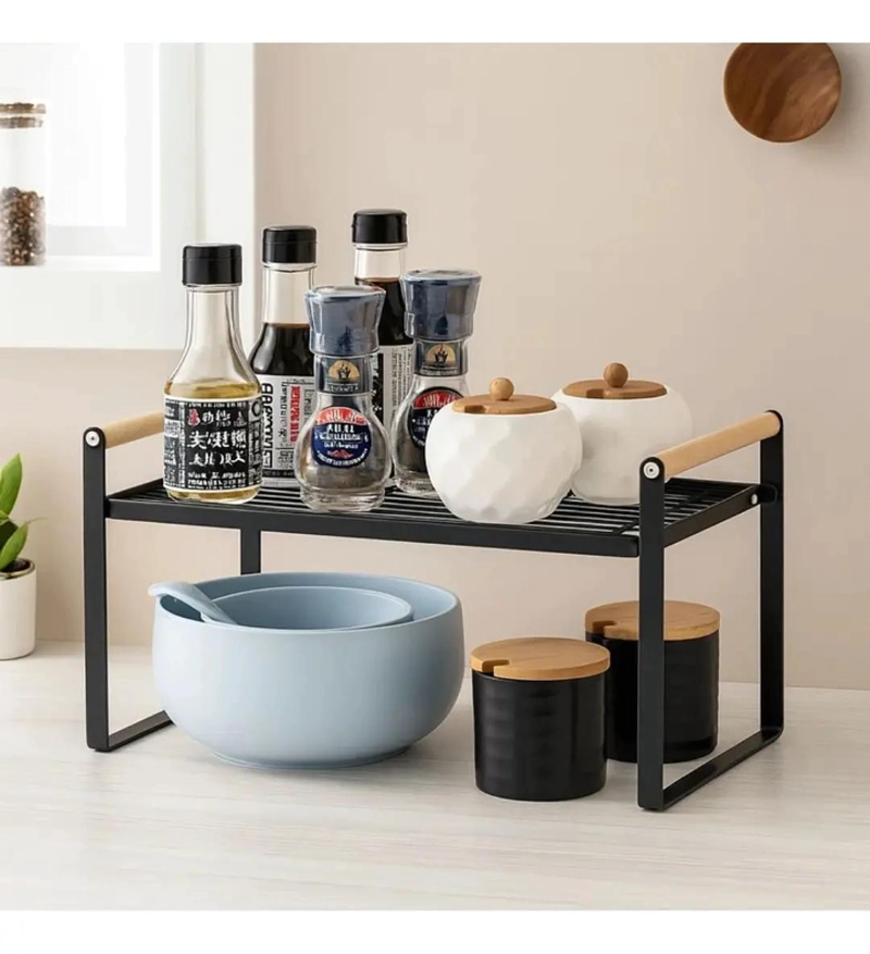ORGANIZADOR PARA GABINETES DE COCINA MULTIUSO DE 1 NIVEL EN MADERA Y ACERO - 5