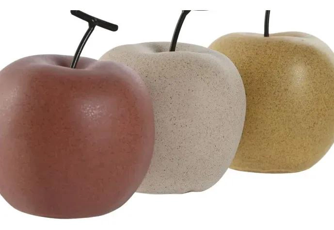 SET DE 3 MANZANAS DECORATIVAS DE CERAMICA PORCELANA COLOR MATE ELEGANTE - 3