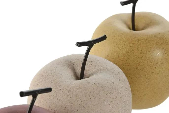 SET DE 3 MANZANAS DECORATIVAS DE CERAMICA PORCELANA COLOR MATE ELEGANTE - 4