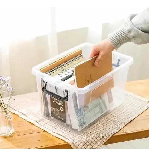 CAJA PLASTICA TRANSPARENTE PARA ALMACENAMIENTO CON CAPACIDAD DE 12 LITROS - 4
